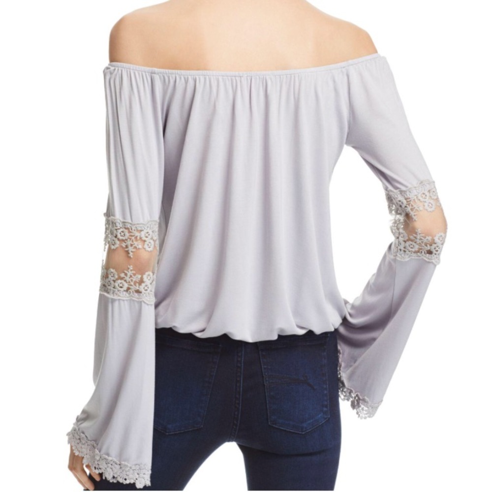 POL Off The Shoulder Lace Inset Blouse Sz XS - Picture 2 of 6